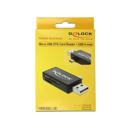 CARD READER DELOCK  Micro USB OTG-kártyaolvasó + USB A-csatlakozódugó (91731)