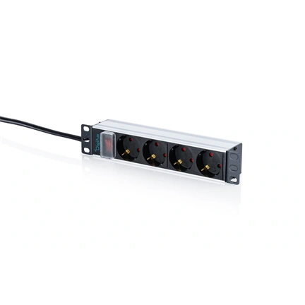 Digitus 10" power strip with aluminum profile, 4-outlet grounded power strip, with switch