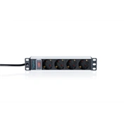 Digitus 10" power strip with aluminum profile, 4-outlet grounded power strip, with switch