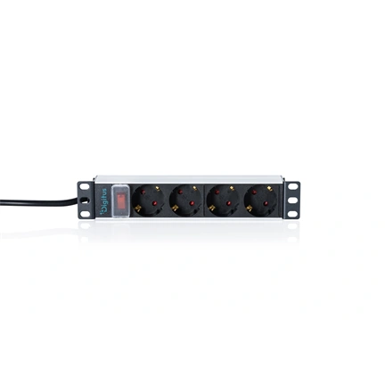Digitus 10" power strip with aluminum profile, 4-outlet grounded power strip, with switch