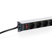 Digitus 10" power strip with aluminum profile, 4-outlet grounded power strip, with switch