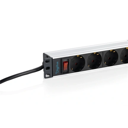 Digitus 10" power strip with aluminum profile, 4-outlet grounded power strip, with switch