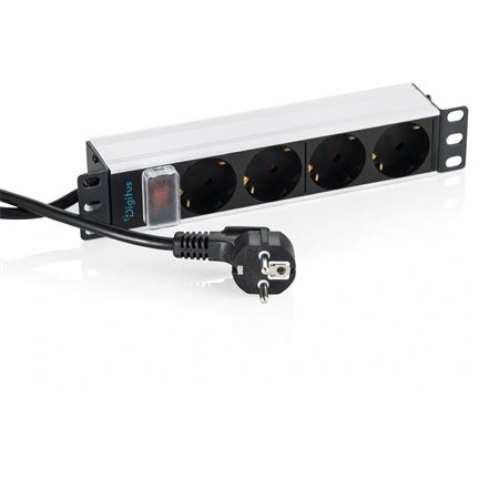 Digitus 10" power strip with aluminum profile, 4-outlet grounded power strip, with switch