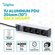 Digitus 10" power strip with aluminum profile, 4-outlet grounded power strip, with switch