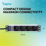Digitus 10" power strip with aluminum profile, 4-outlet grounded power strip, with switch