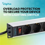 Digitus 10" power strip with aluminum profile, 4-outlet grounded power strip, with switch