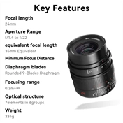 7Artisans 24mm f/1.4 manuális objektív fekete (MFT) MFT
