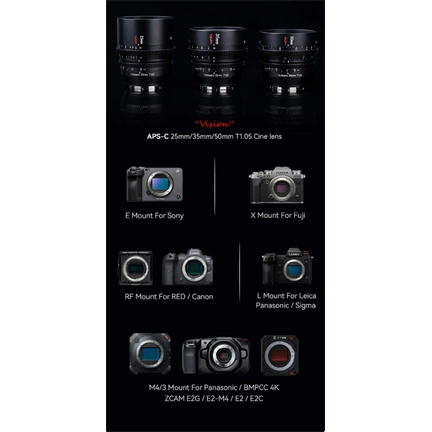 7Artisans 25mm T1.05 Cine manuális objektív fekete (EOS-R) APS-C