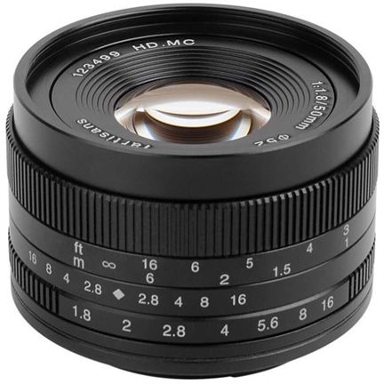 7Artisans 50mm f/1.8 manuális objektív fekete (Sony-E) APS-C