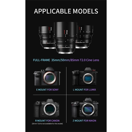 7Artisans 85mm T2.0 Cine manuális objektív fekete (L) Full Frame