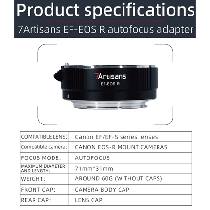 7Artisans Autofocus adapter for Canon EF - Canon RF (EF-R)