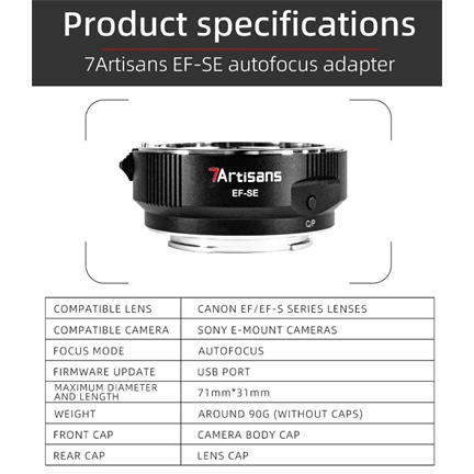 7Artisans Autofocus adapter for Canon EF - Sony E (EF-E)