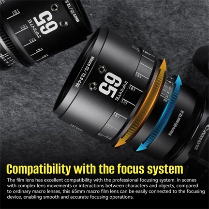 7Artisans INFINITE 65mm T2.9 2x Makro manuális Cine objektív, fekete (Sony-E) Full Frame (65T29B-E)