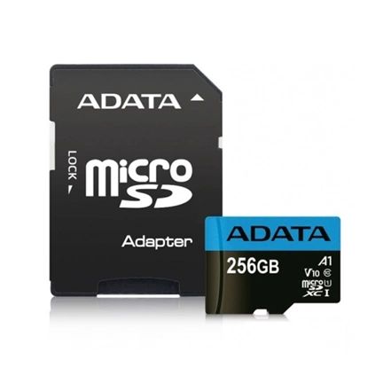 ADATA 256GB SD micro Premier (SDXC Class 10 UHS-I) (AUSDX256GUICL10A1-RA1) memória kártya adapterrel