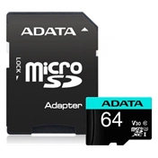 ADATA 64GB SD micro Premier Pro (SDXC Class 10 UHS-I) (AUSDX64GUI3V30SA2-RA1) memória kártya adapterrel