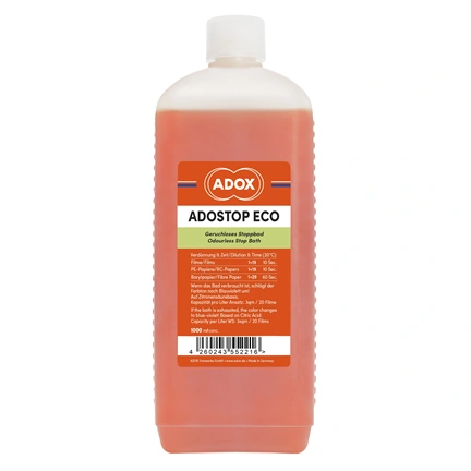 ADOX ADOSTOP ECO Megszakítófürdő Színindikátorral – 1000 ml Koncentrátum