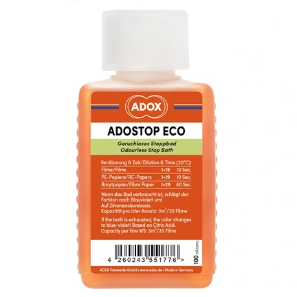 ADOX ADOSTOP ECO Megszakítófürdő Színindikátorral – 100 ml Koncentrátum