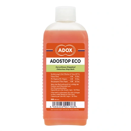ADOX ADOSTOP ECO Megszakítófürdő Színindikátorral – 500 ml Koncentrátum
