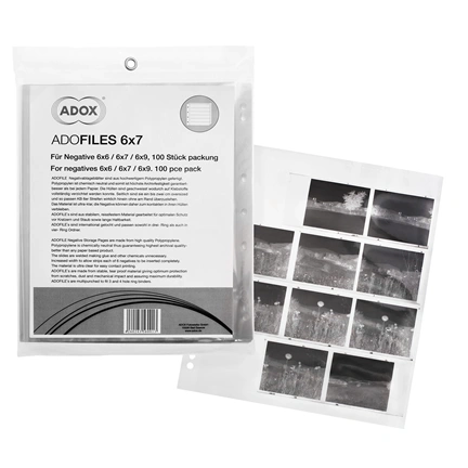 ADOX Adofile polipropilén negatívtároló lap középformátumhoz (6x6 / 6x7 / 6x9, túlméretezett – 100 darabos csomag)