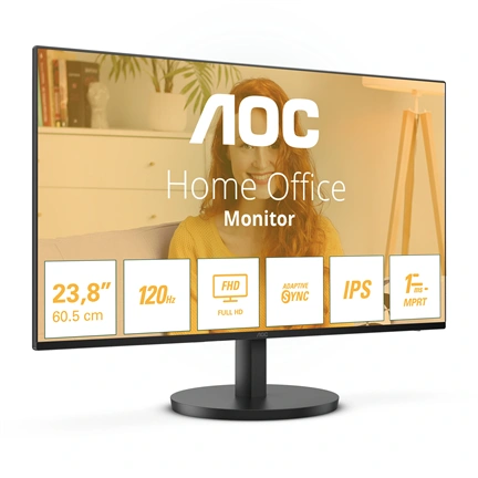 AOC IPS monitor 23.8" 24B3HA2, 1920x1080, 16:9, 250cd/m2, 14ms, VGA/HDMI, hangszóró, 100Hz