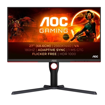 AOC Q27G3XMN/BK QHD Fast VA Mini LED DisplayHDR1000 180Hz FreeSync Premium Pro