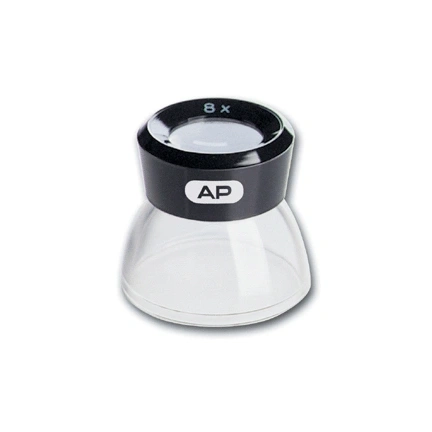 AP 8x nagyító (Lupe), műanyag, átlátszó talppal