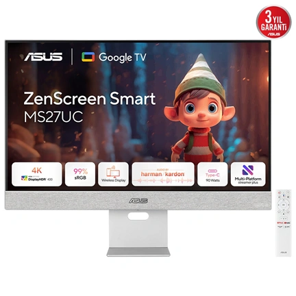 ASUS MS27UC ZenScreen Smart monitor 27" IPS 3840x2160, USB Type-C, HDMI, HDR, 60Hz