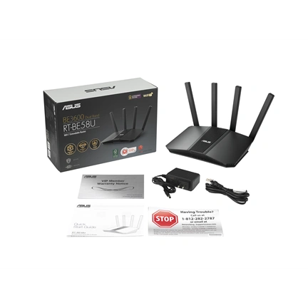 ASUS Wireless Router Dual Band BE3600 1xWAN/LAN(2.5Gbps) + 1xWAN/LAN(1Gbps) + 2xLAN(1000Mbps), RT-BE58U