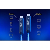 ATEN Ultra HD USB-C aktív optikai kábel - USB 3.2 Gen 2 Type-C, 60W, PD, 4K@60Hz, 10m, fekete