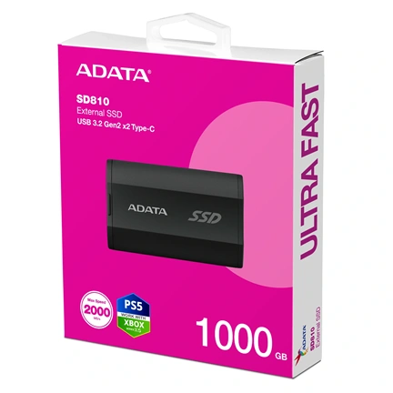 Adata SD810 - külső SSD, USB 3.2 Gen 2x2, 2000MB/s, 1TB, fekete