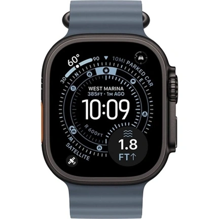 Apple 49 mm-es Óceán szíj – acélkék – fekete titán