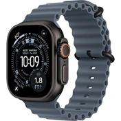 Apple 49 mm-es Óceán szíj – acélkék – fekete titán