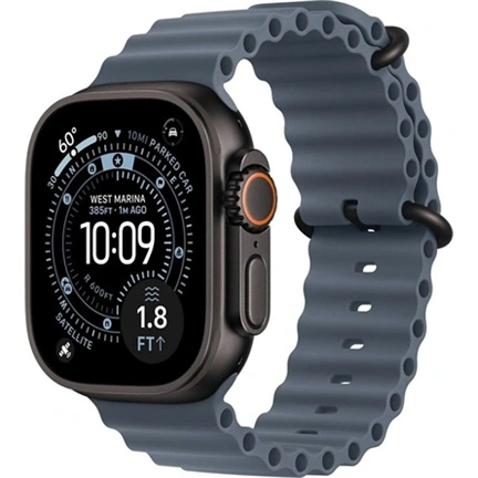 Apple 49 mm-es Óceán szíj – acélkék – fekete titán