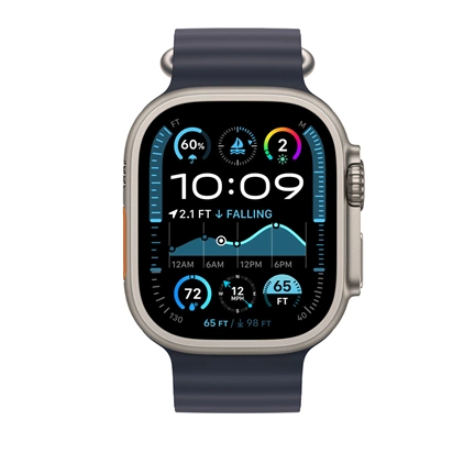 Apple 49 mm-es tengerészkék Óceán szíj – natúr titán
