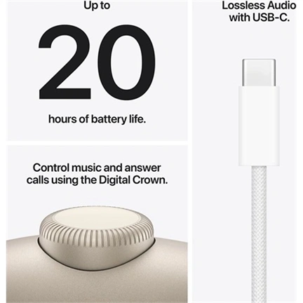 Apple AirPods Max 2 fejhallgató - Bluetooth 5.3 + USB-C, Hi-Fi hangzás, aktív zajkioltás, csillagfény