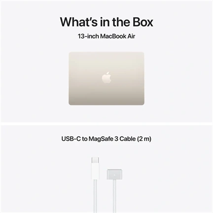 Apple MacBook Air notebook 13,6" M5 (10 magos CPU, 10 magos GPU), 16GB, 1TB SSD – csillagfény