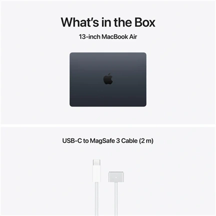 Apple MacBook Air notebook 13,6" M5 (10 magos CPU, 8 magos GPU), 16GB, 512GB SSD – éjfekete