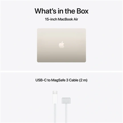 Apple MacBook Air notebook 15,3" M5 (10 magos CPU, 10 magos GPU), 24GB, 1TB SSD, csillagfény