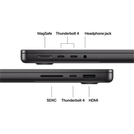 Apple MacBook Pro notebook 14" M5 (10 magos CPU, 10 magos GPU), 24GB, 1TB SSD – éjfekete