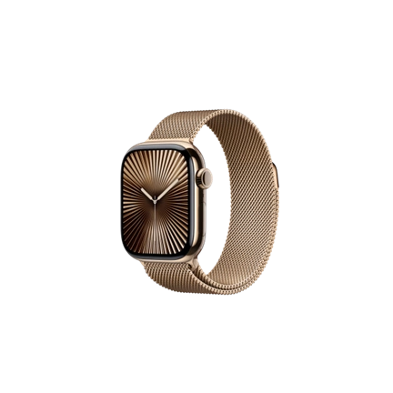 Apple Watch S10 Cellular 42mm Gold Titanium Case with Gold Milanese Loop Okosóra