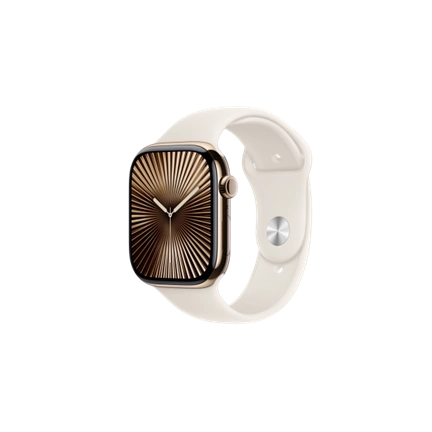 Apple Watch S10 Cellular 46mm Gold Titanium Case with Starlight Sport Band - M/L Okosóra