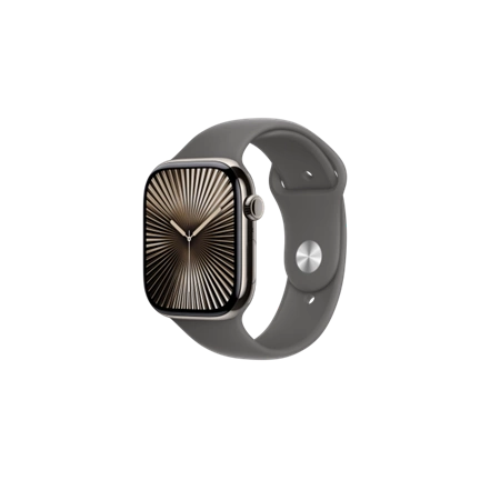 Apple Watch S10 Cellular 46mm Natural Titanium Case with Stone Grey Sport Band - S/M Okosóra