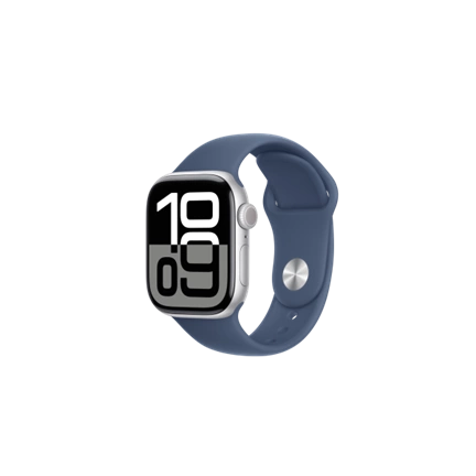 Apple Watch S10 GPS 42mm Silver Alu Case with Denim Sport Band - M/L Okosóra