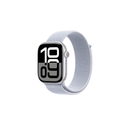 Apple Watch S10 GPS 46mm Silver Alu Case with Blue Cloud Sport Loop Okosóra