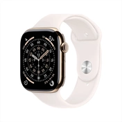 Apple Watch S11 okosóra – Cellular (42mm) arany titánium tok, lágy rózsaszín S/M sportszíjas