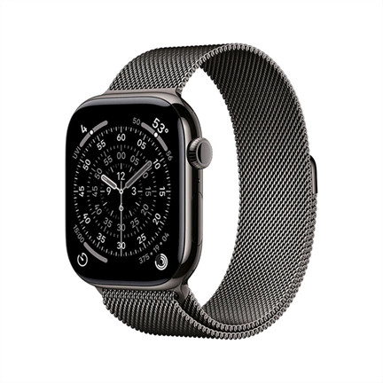 Apple Watch S11 okosóra – Cellular (42mm) palaszürke titánium tok, palaszürke milánói szíjas