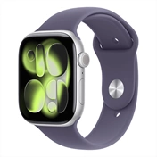 Apple Watch S11 okosóra – Cellular (46mm) ezüst alumínium tok, ködös lila M/L sportszíjas