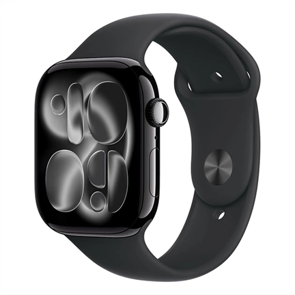 Apple Watch S11 okosóra – Cellular (46mm) kozmoszfekete alumínium tok, fekete M/L sportszíjas