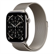 Apple Watch S11 okosóra – Cellular (46mm) natúr titánium tok, natúr S/M milánói szíjas