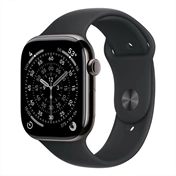 Apple Watch S11 okosóra – Cellular (46mm) palaszürke titánium tok, fekete S/M sportszíjas